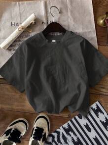 Attitoon 休闲简约摩托车图案圆领短袖宽松女式 T 恤，棉混纺，适合夏季