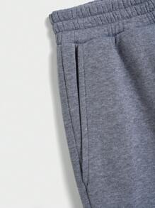 SHEIN 青少年男孩学院风字母印花立领卫衣和裤子套装，休闲、舒适、时尚、百搭、面料柔软，适合日常穿着、上学、郊游、户外运动，四季皆宜 - 灰色 - 查看 10