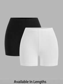 SHEIN Tall CURVE 加大码女款两件套休闲针织紧身女式短款打底裤，春夏季