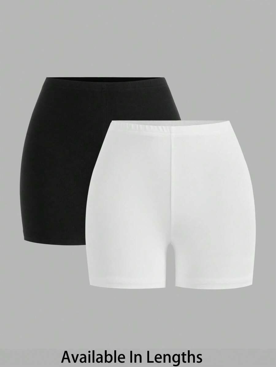 SHEIN Tall CURVE 加大码女款两件套休闲针织紧身女式短款打底裤，春夏季