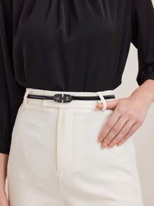 MOTF PREMIUM RHINESTONE DECORATION THIN BELT - Black - View 5