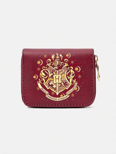 HARRY POTTER X SHEIN 1 件四校设计紧凑型女士拉链零钱包