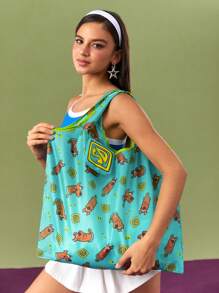 SCOOBY-DOO X SHEIN Sacola de compras portátil dobrável RPET com padrão de desenho animado, cachorro