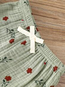 SHEIN Vintaside Kids 2pcs Baby/Baby Girl Ditsy Floral Long Sleeve Clothing Set, Autumn