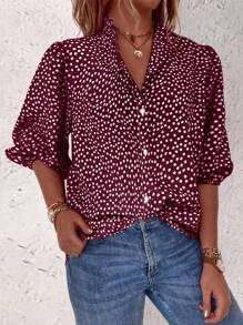 EMERY ROSE Camicia casual a manica media con un singolo bottone e fantasia floreale, abito adatto per il Capodanno