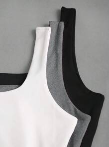 Sweetra Tank Top Wanita Kasual Model Crop dengan Leher Persegi dan Lipit, Musim Panas - MultiWarna - View 7