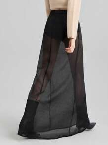 Ontre 女式简约黑色休闲轻便半身裙，时尚百搭日常穿着，春季