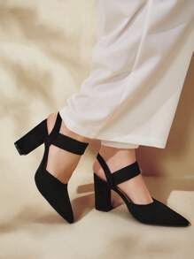 CUCCOO BASICS Women Shoes Minimalist Point Toe Chunky Black Elegant Pumps For Summer Vacation Shoes Summer Back To School Shoes College Student Shoes Party Spring Shoes Spring Break Easter For Christmas Valentine's Day Spring Shoes - Black - View 8