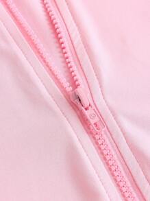 SHEIN Girlism 少女初秋/春季休闲三件套：拉链立领紧身长袖上衣、无袖短款背心和运动短裤。买一送三套装，返校装，可爱，适合节日家庭户外春季野餐日常穿着，适合各种场合 - 粉色 - 查看 11