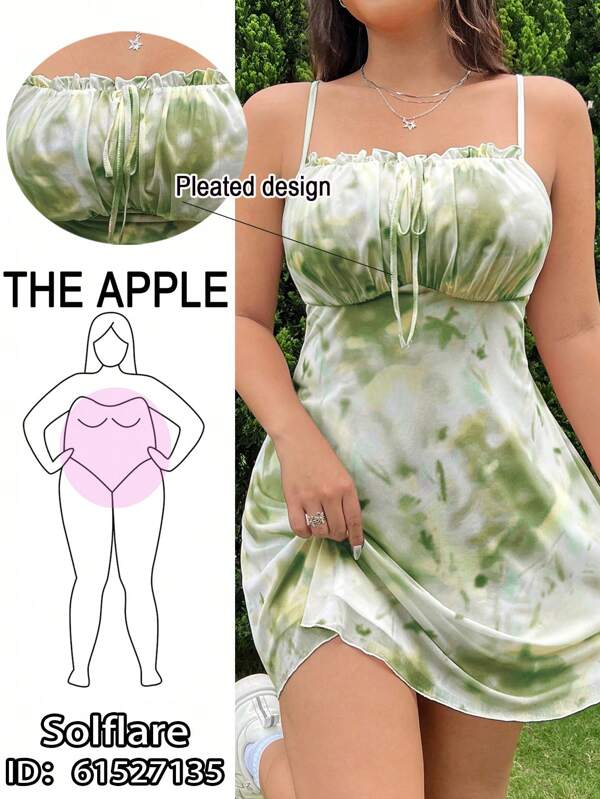 SHEIN EZwear Plus Size Women's Sleeveless Summer Colorful Floral Print Mesh Dress With Ruched Bust And Bow Decor