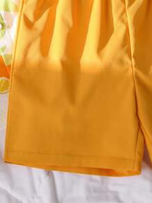 Set de 3 piezas para niños pequeños que incluye camisa tipo polo con diseño lindo y deportivo, shorts y gorra, apropiado para uso diario, escuela, viajes, deportes, primavera/verano, vacaciones en la playa - Naranja - Ver 8