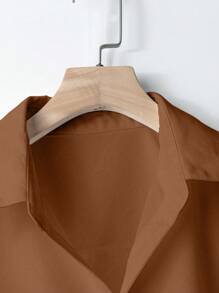 Franclia Áo sơ mi nữ cổ bẻ tay cánh dơi rộng rãi thiết kế kiểu Pháp cao cấp thời trang - màu nâu - Xem 4