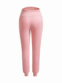 SHEIN 2pcs Solid Color Casual Ankle-Tied Pocket Long Leggings Set