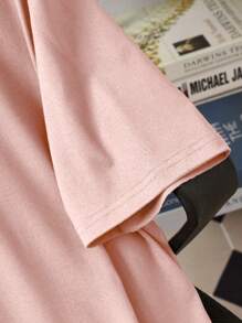 Manfinity Homme maglietta casual da uomo slim fit a maniche corte con scollo tondo, con slogan e stampa di montagne, per l'estate