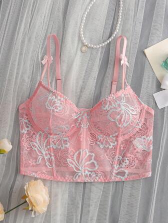 FloralLove 女士蕾丝拼接钢圈性感文胸