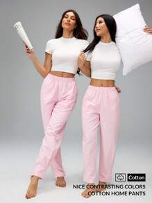 SHEIN Tall 女式条纹印花松紧腰休闲百搭裤