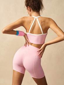 VARSIVA Women's Sports Bra/Halter Neck Swimsuit, Fashionable Gym Top For Summer - Multicolor - View 1