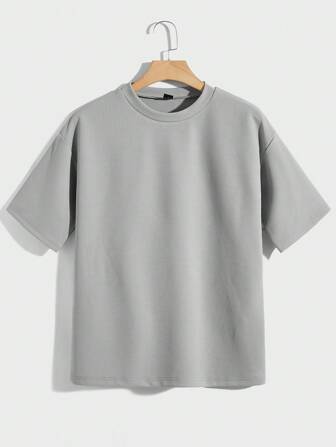 HIMLAND Herren Lässig Uni Drop Shoulder T-Shirt für den Sommer
