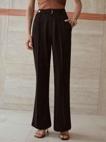 MOTF PREMIUM 压褶喇叭裤 - 黑色 - 查看 6