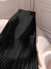 GlowEve Women Elegant Ruched Asymmetric Hem Romantic Skirt Fall Cloth For Women - Black - View 3