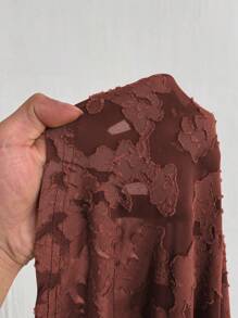 Flirla Plus Size Solid Color Jacquard Low Cut Backless Halter Neck Sexy Maxi Dress