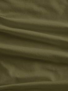 SHEIN MOD Women's Bow Decor Metal 3D Flower Khaki Green Oblique Shoulder Blouse - Army Green - View 4