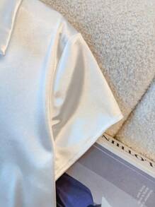 GlowEve 优雅女士纯色 Polo 领短袖 T 恤，夏季 - 白色 - 查看 5