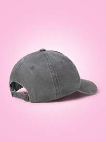 THE POWERPUFF GIRLS X SHEIN Bubbles Embroidered Washed Gray Baseball Cap - Grey - View 3