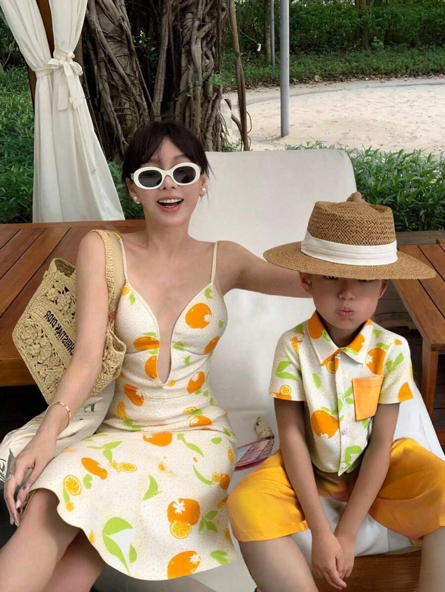 Set de 3 piezas para niños pequeños que incluye camisa tipo polo con diseño lindo y deportivo, shorts y gorra, apropiado para uso diario, escuela, viajes, deportes, primavera/verano, vacaciones en la playa - Naranja - Ver 1