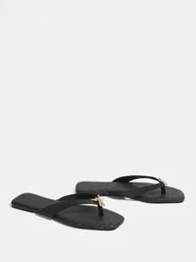 Grefit Women's Black Starfish Rhinestone Decor Soft Non-Slip Beach Sandals - Black - View 3