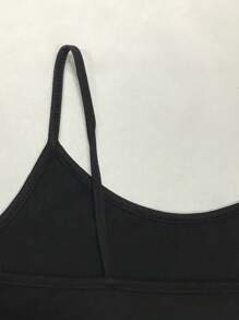 INAWLY Plus Size Solid Color Slim Fit Strap Romper, For Summer - Black - View 3