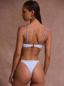 Musera Resort 蕾丝边饰带钢圈比基尼上衣，适合夏季伊比沙岛度假、性感浪漫海滩泳装、优雅节日春季穿着 - 淺藍色 - 查看 4