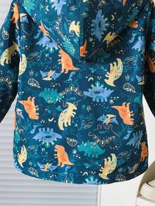 Nuevo abrigo casual con capucha y estampado de dinosaurios, súper lindo, para niño joven de moda
