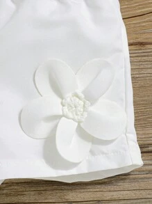Baby Girl Summer Casual 3D Floral Decor Vest And Shorts Set Toddler Girl White Shorts Set Toddler Girl Summer Set Toddler Girl Two Piece Set Flower Girl Two Piece Set Toddler Girl Clothes Toddler Girl Clothes Summer Sets Toddler Girl White Two Piece Flower Two Piece Set Toddler Toddler Girl Two Piece Set With Flower White Short Set Toddler Girl