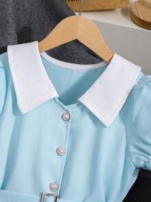 SHEIN Vestido de verano elegante con textura para niñas preadolescentes