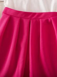 SHEIN Baby Girl Cute Cartoon Print Knitted Sleeveless Top And Elastic Waist Pleated Skirt Set, Summer