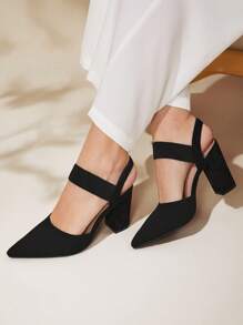 CUCCOO BASICS Women Shoes Minimalist Point Toe Chunky Black Elegant Pumps For Summer Vacation Shoes Summer Back To School Shoes College Student Shoes Party Spring Shoes Spring Break Easter For Christmas Valentine's Day Spring Shoes - Black - View 3
