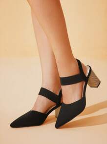 CUCCOO BASICS Giày nữ mũi nhọn tối giản hở mũi giày cao gót đen chunky cho kỳ nghỉ hè Giày giảm giá mùa hè Giày cao gót thanh lịch Giày trở lại trường Giày sinh viên đại học Tiệc Giáng sinh Mùa thu Năm mới Ngày lễ - màu đen - Xem 5