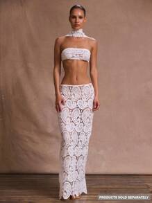 MUSERA 低腰直筒蕾丝长裙，适合夏季度假、海滩、优雅浪漫的节日、伊比沙岛、生日、秋季、冬季派对等场合。