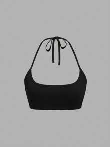 EgrlEra 3pcs Women's Sexy Solid Color Ribbed Cropped Halter Tops, Summer - Multicolor - View 4