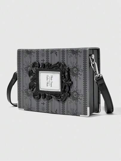 Goth Vintage Elegant Floral Printed Book Shape Sling Shoulder Bag