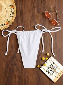 SHEIN Swim Braga de bikini de tiras finas y sexy para mujer, para el verano - Blanco - Ver 2