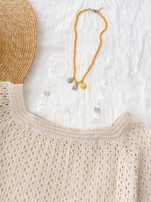 SHEIN Teen Girls Off Shoulder Knot Side Cover Up Dress, Ruched Hip & Tie Design, Suitable For Beach, Vacation