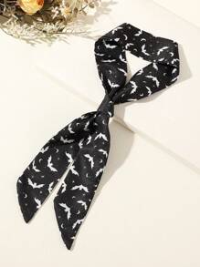 ROMWE Grunge Punk 4pcs Set: Black Bat Print Headband + Hair Clips + Scarf Accessories Collection, Y2K Street Aesthetic Suitable For Daily Life, Street Parties And More For Women, Halloween