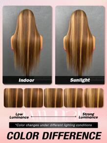 ALL READY WIG Wear Go 6X4 18-28 Inch Human Hair Wigs Glueless Lace Closure Wig 180% Density Pre-Cut Natural Hairline Transparent Lace Wig Honey Blonde Highlights Silky & Straight Tangle-Free Heat Resistant Daily Wear Adjustable Straps For Women - S4/27 - View 9