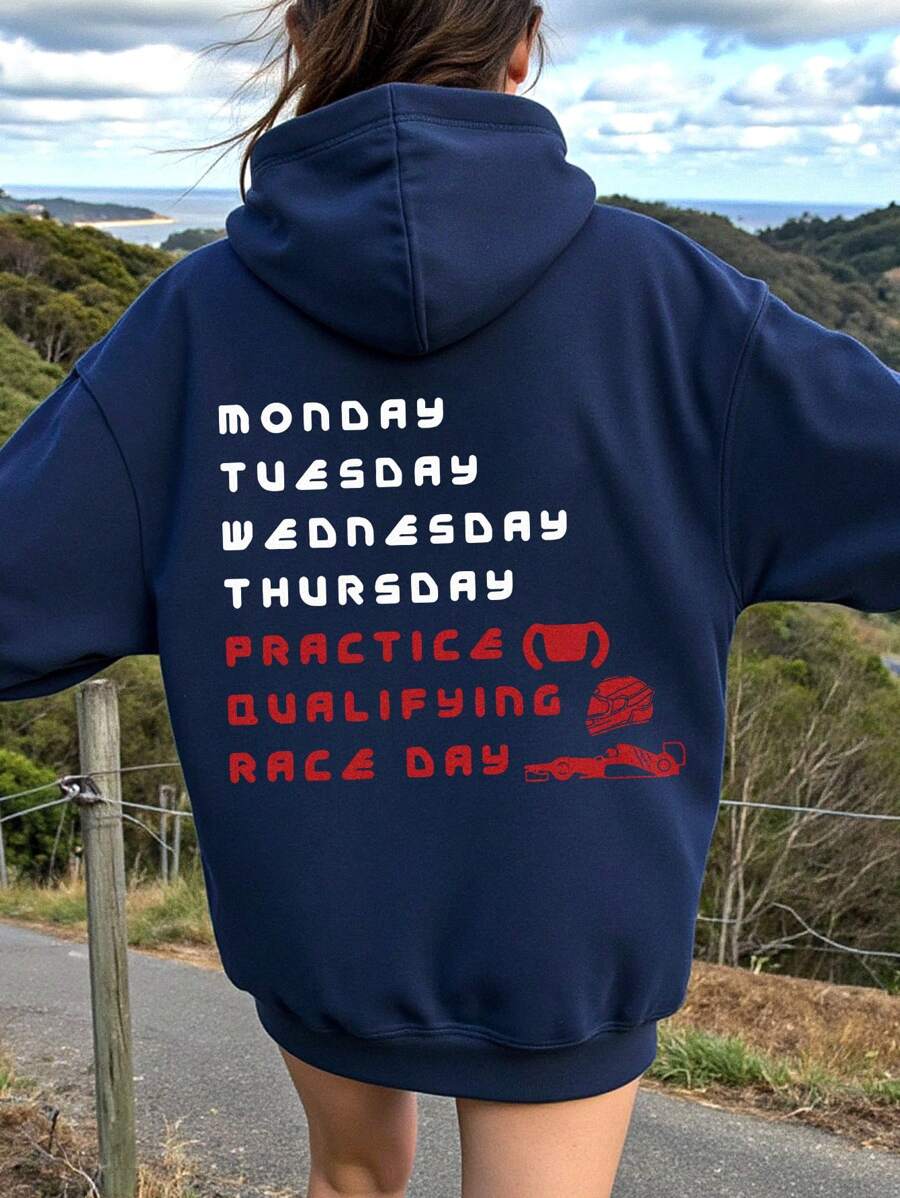 Racing Enthusiast Hoodie, Long Sleeve Casual Sweatshirt For Women, Racing Enthusiast Gift, Suitable For Spring And Autumn,Graduation,Teacher,Back To School Pullover Fall - Navy Blue - View 1