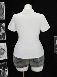Sunspun Camiseta de manga corta con estampado tropical para mujer talla grande, estilo retro vintage con gráfico americano, blusas casuales para salir, vacaciones en la playa - Multicolor - Ver 2