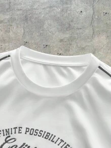 AXEPEAK 男士街头风格圆领宽松短袖T恤 - 白色 - 查看 4