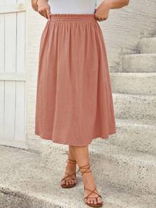 SHEIN Frenchy Váy dài màu trơn cỡ lớn cho nữ mùa hè giản dị tối giản đi biển nghỉ mát - Hồng - Xem 6
