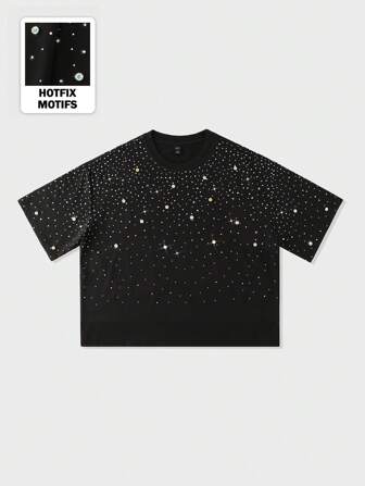 Street Life Sparkly Diamond Embellished Men's Short Sleeve T-Shirt,